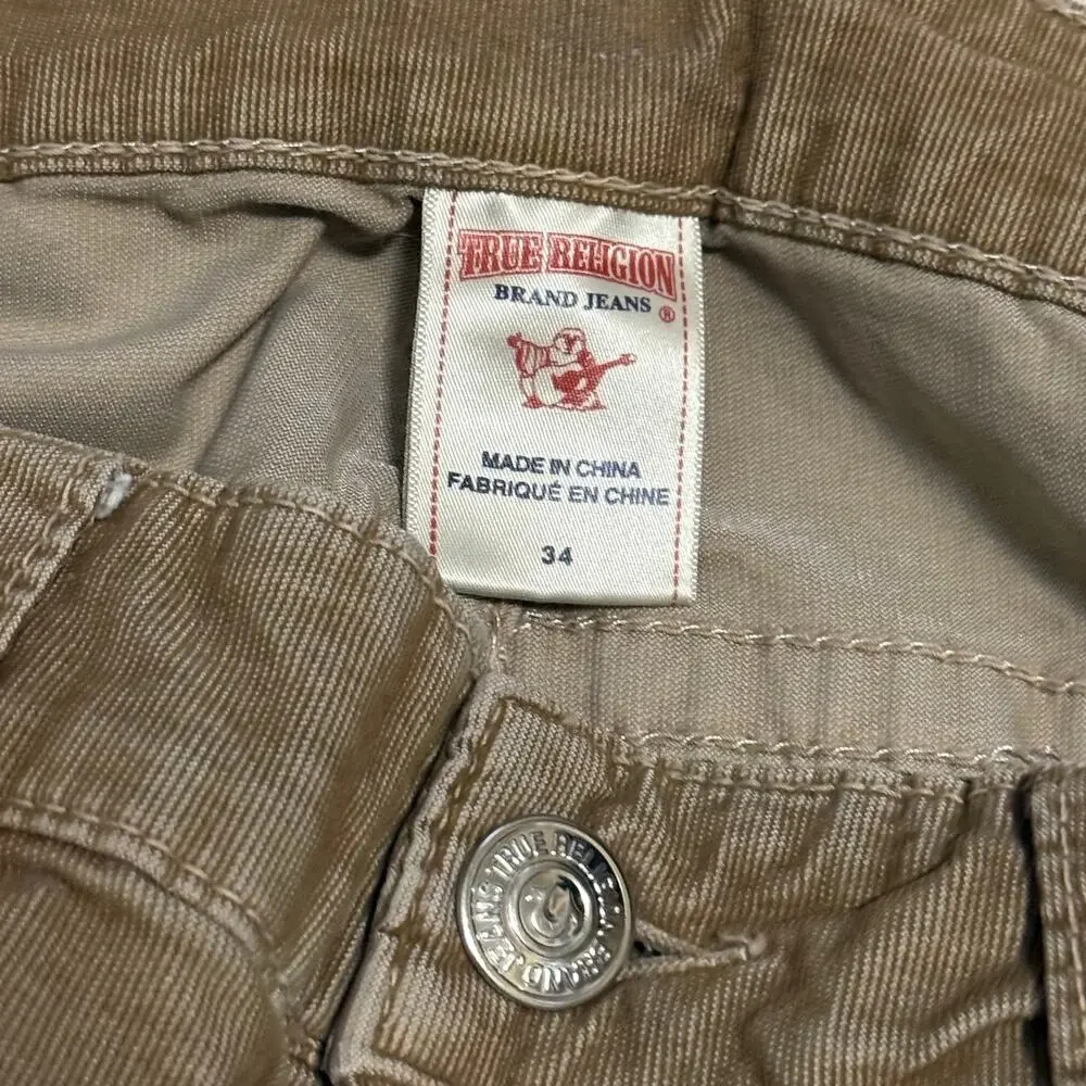 Vintage True Religion Corduroy Pants Size 34x33 Faded Khaki Brown